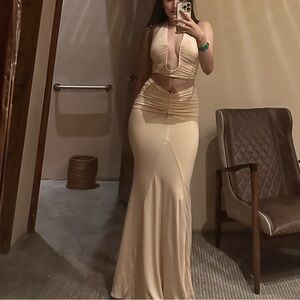 Oh Polly Beige Maxi Dress